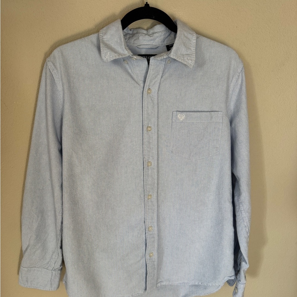 Chaps Blue & White Stripe Button Down Shirt Small Spring Prom Easter